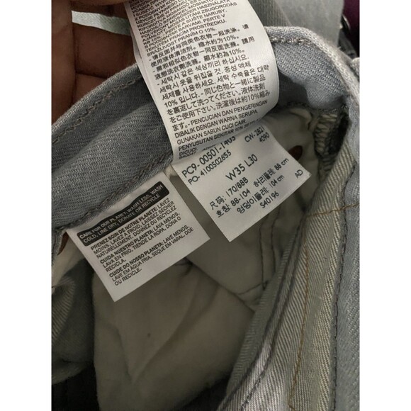 Levis 501 Jeans Mens 35x30 Gray Straight Leg Button Fly Denim Classic Style - Picture 6 of 6